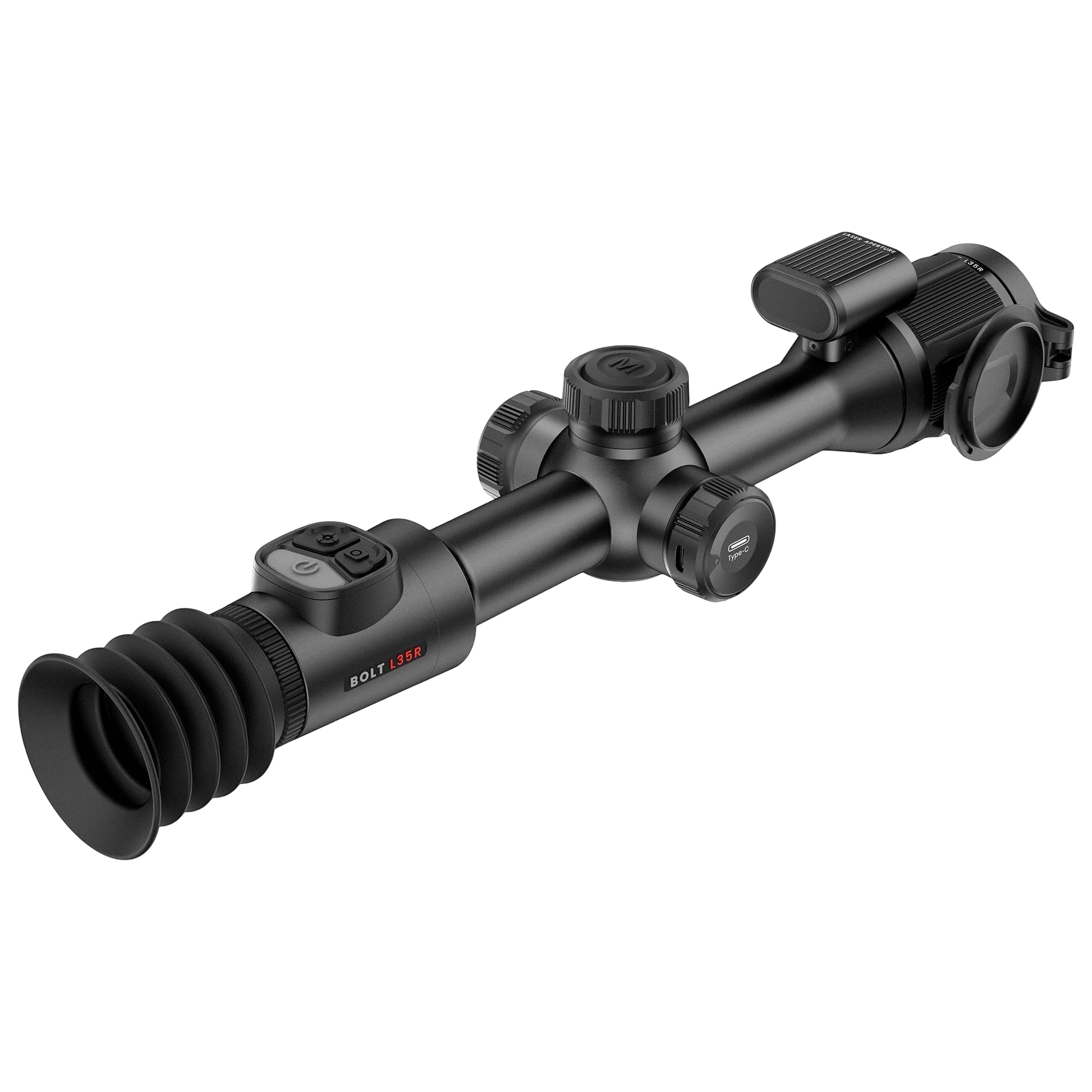 Night Raider BOLT L35R thermal scope with 35mm lens, 3.5x optical zoom, and integrated laser rangefinder.
