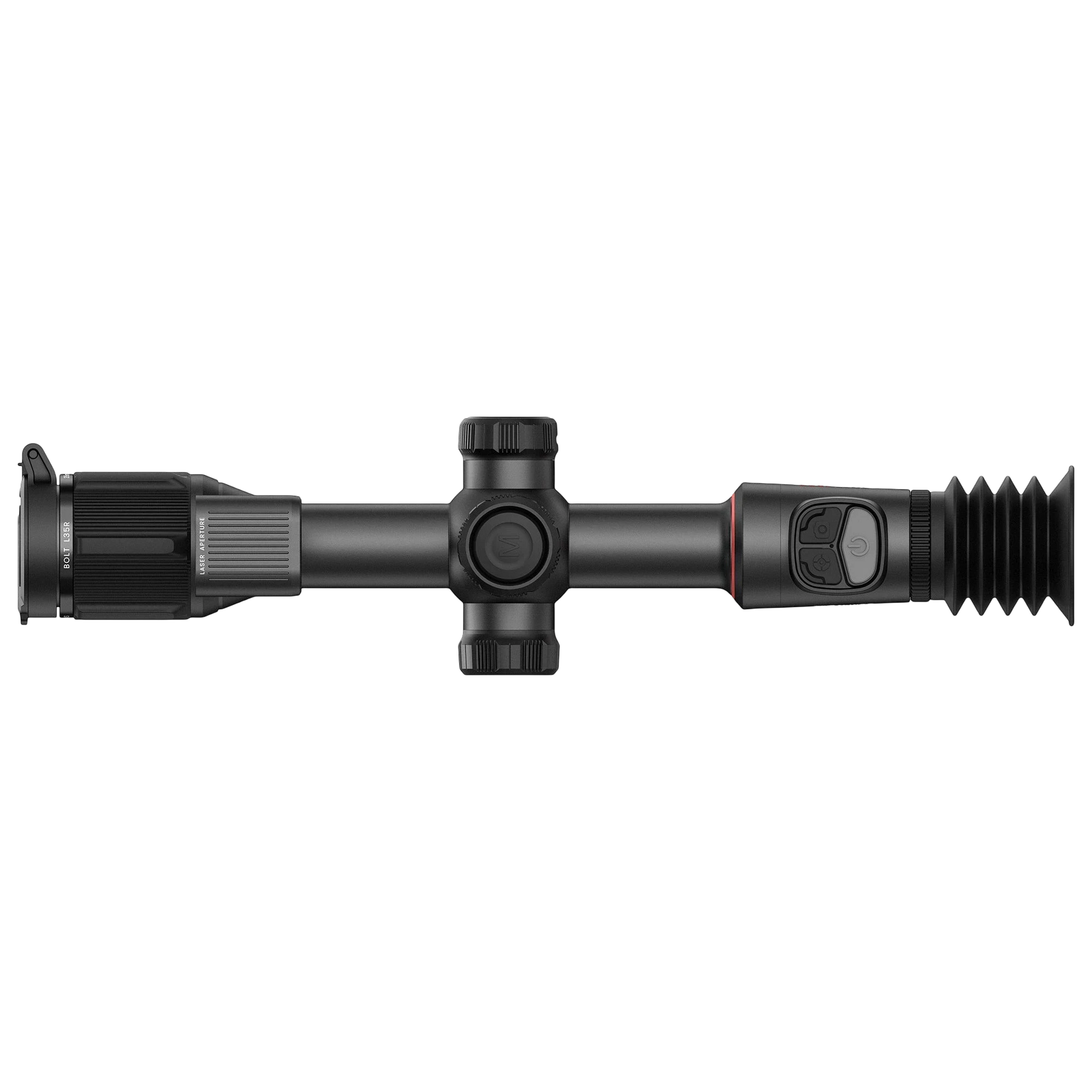 Night Raider BOLT L35R thermal riflescope with 35mm lens, 3.5x optical zoom, and integrated laser rangefinder.