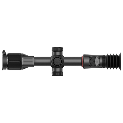 Night Raider BOLT P25R thermal riflescope with 3.5x optical zoom, 25mm lens, and integrated laser rangefinder.
