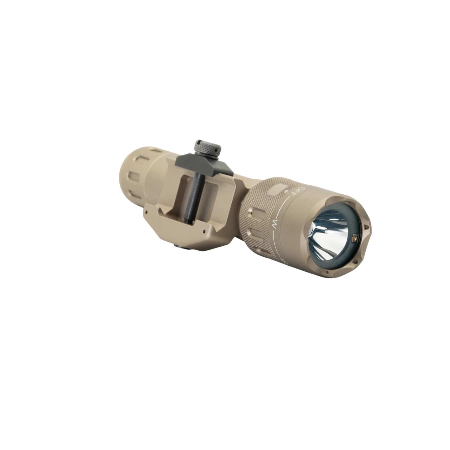 Night Raider WMX200 tactical weapon light in tan aluminum with white light and IR illuminator, Picatinny mount.