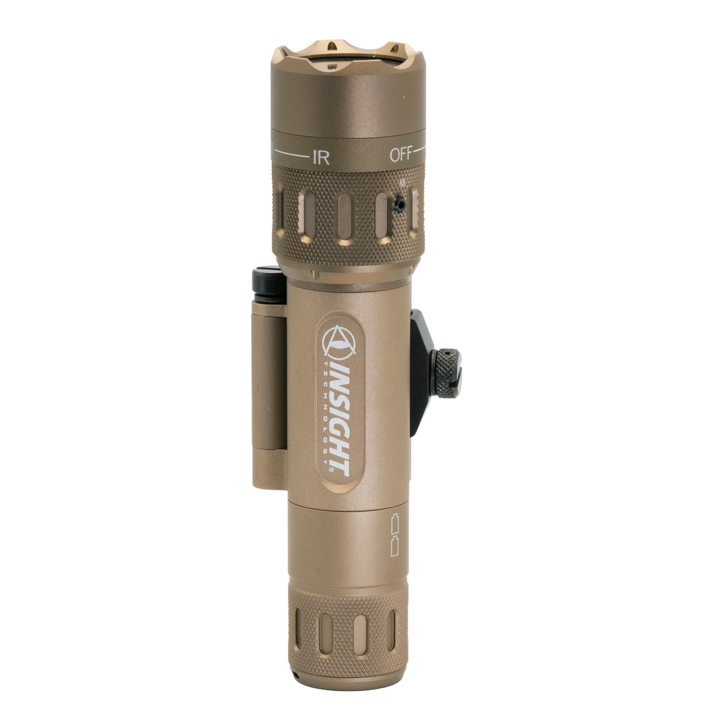 Night Raider WMX200 tactical weapon light in tan aluminum with white light and IR illuminator. Features CNC machined housing and IP67 water resistance.