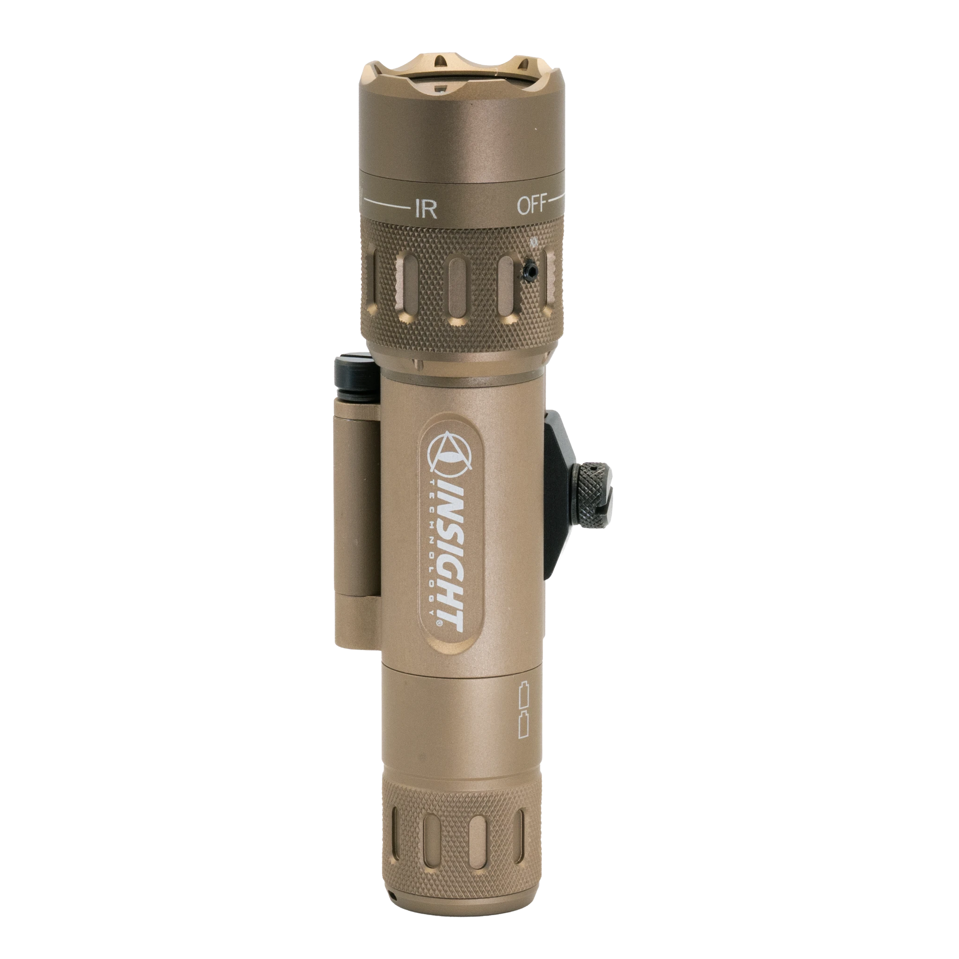 Night Raider WMX200 tactical weapon light in tan aluminum with white light and IR illuminator. Features CNC machined housing and IP67 water resistance.