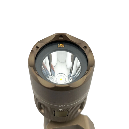 Night Raider WMX200 tactical flashlight in tan aluminum with white light and IR illuminator. Features a Cree LED and flood beam.
