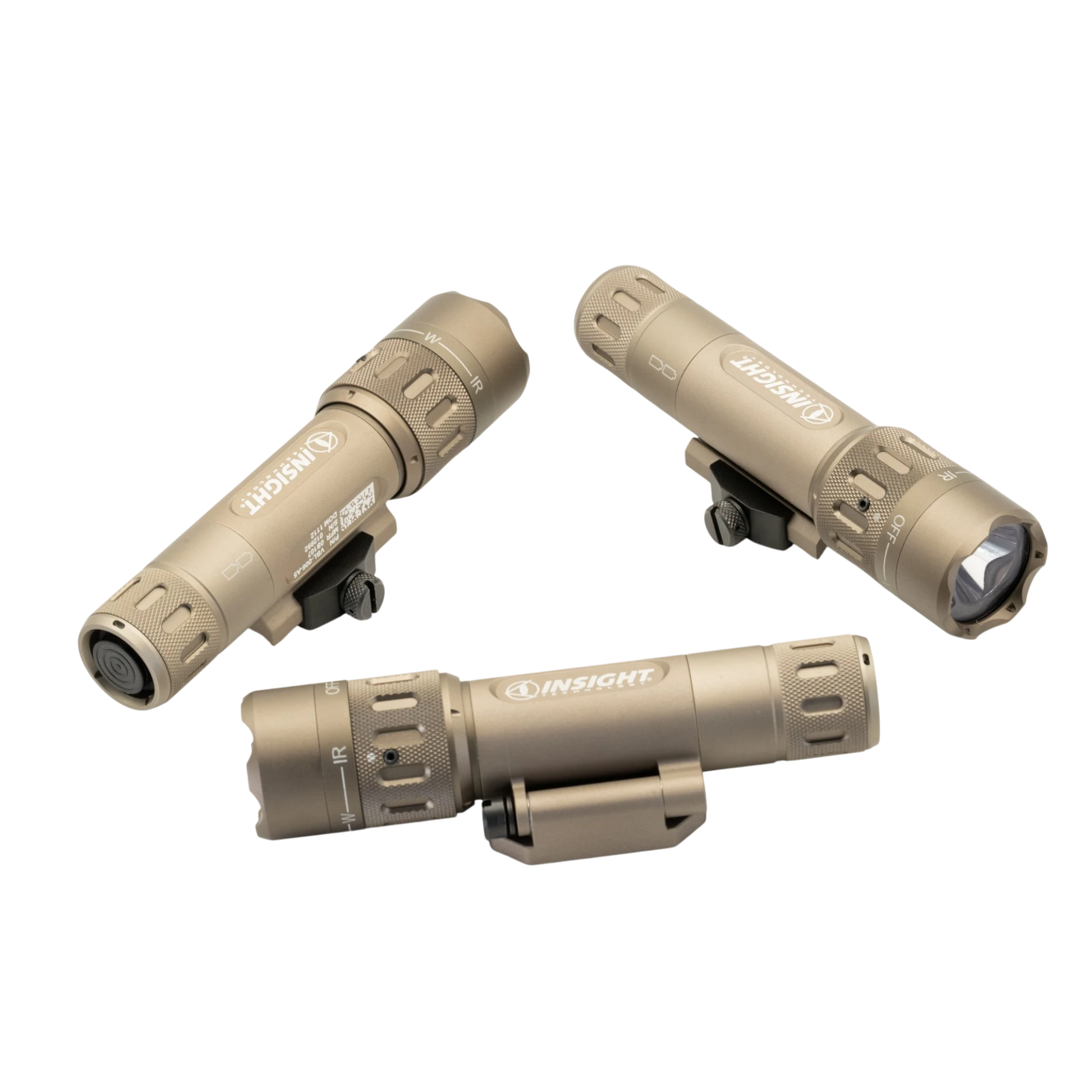 Night Raider WMX200 tactical weapon light in tan aluminum with white light and IR illuminator. Features Picatinny mount.