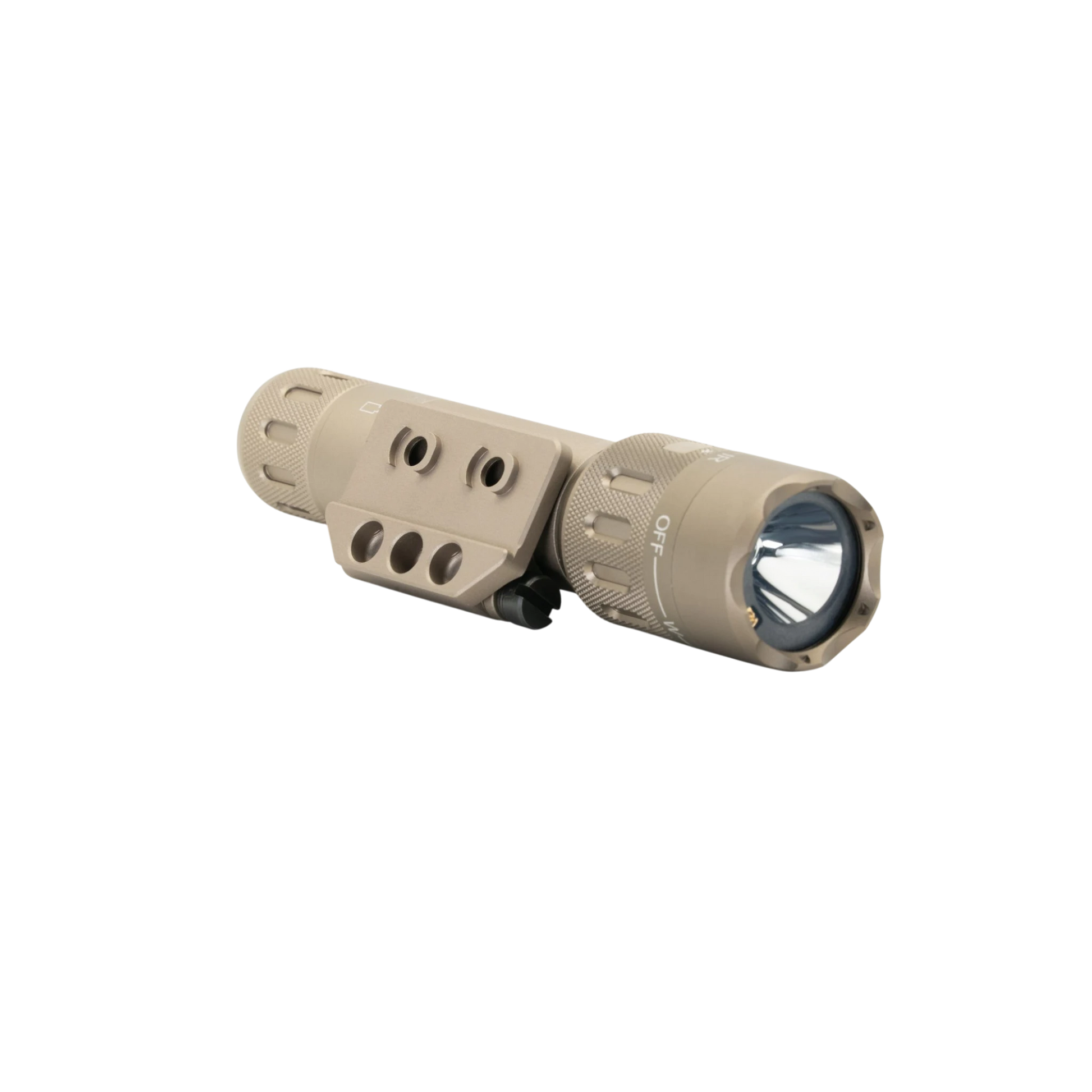 Night Raider WMX200 tactical flashlight in tan aluminum with IR illuminator and Picatinny mount.